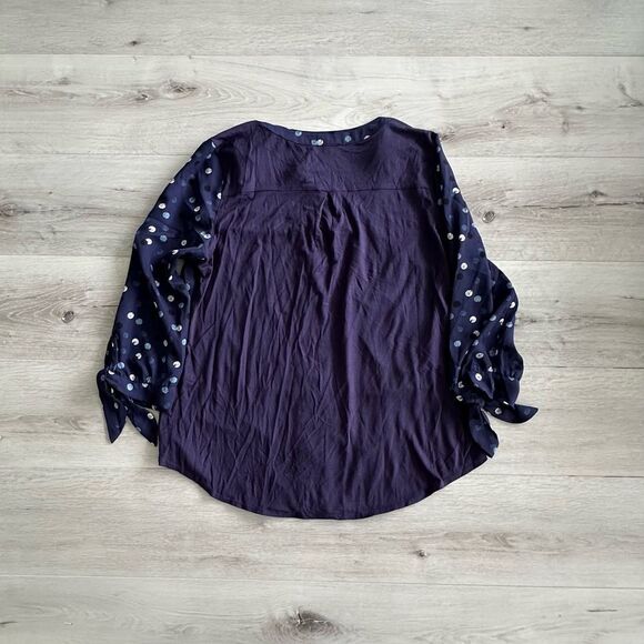 Fortune + Ivy Collin Mixed Material Blouse Navy L STITCH FIX NWT - Picture 4 of 5